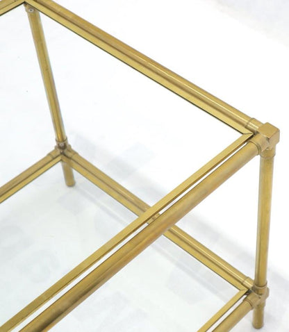 Heavy Machined Brass Glass Top Cube Shape Side Coffee Table
