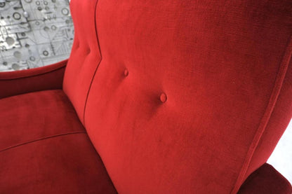 Red Upholstery Brass Legs Mid century Italian Modern Sofa Loveseat