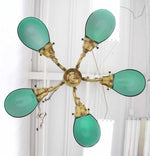 Emerald and Glass Brass Light Fixture