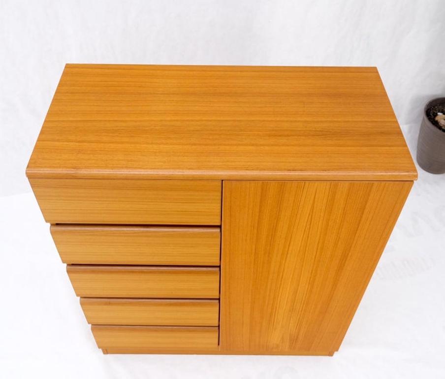 Danish Mid-Century Modern Teak Side by Side Cabinet w 5 Drawers Shelf Compartmet