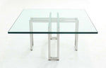 Chrome Base and Square Glass-Top, Mid-Century Modern Coffee Table