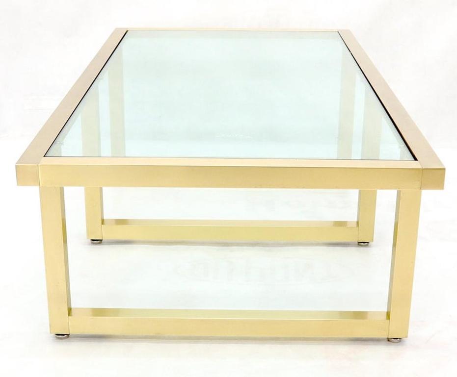 Brass Frame Shape Base Glass Top Rectangular Coffee Table