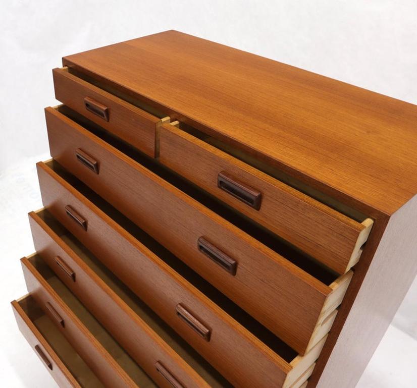 Danish Mid-Century Modern Tall High Boy Chest of 7 Drawers Dresser Cabinet