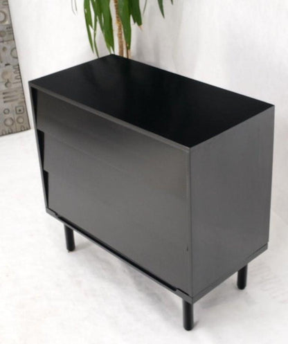Black Lacquer 3 Louver Drawers Dresser on a "Base" 2 Pieces Cabinet Credenza