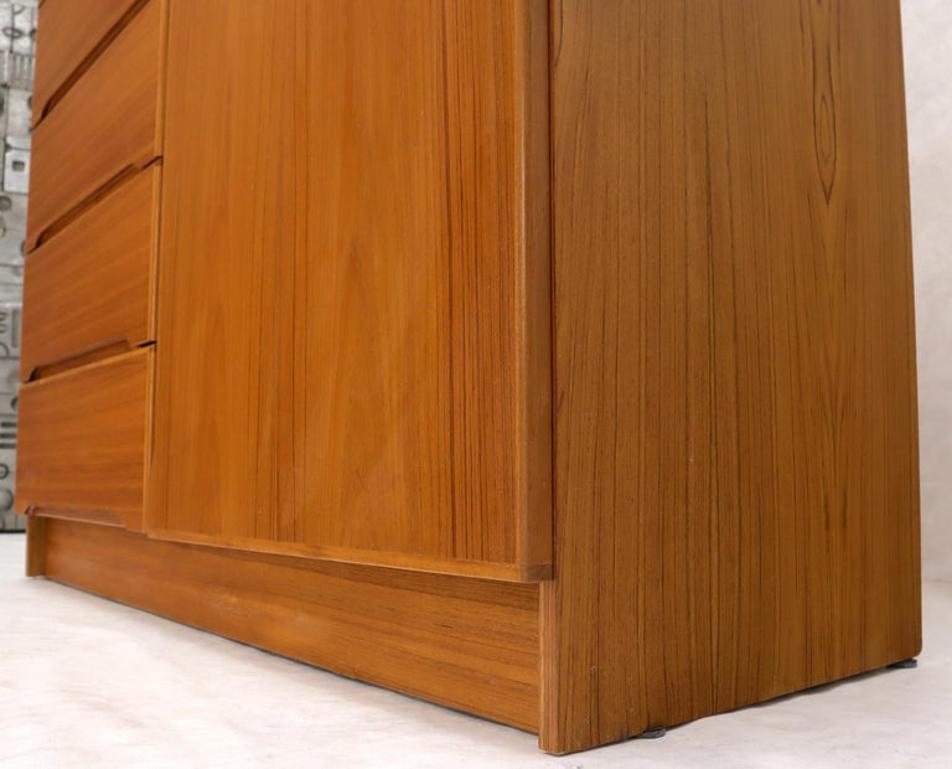 Danish Teak Mid-Century Modern Side by Side Chest of 5 Drawers Door Compartment
