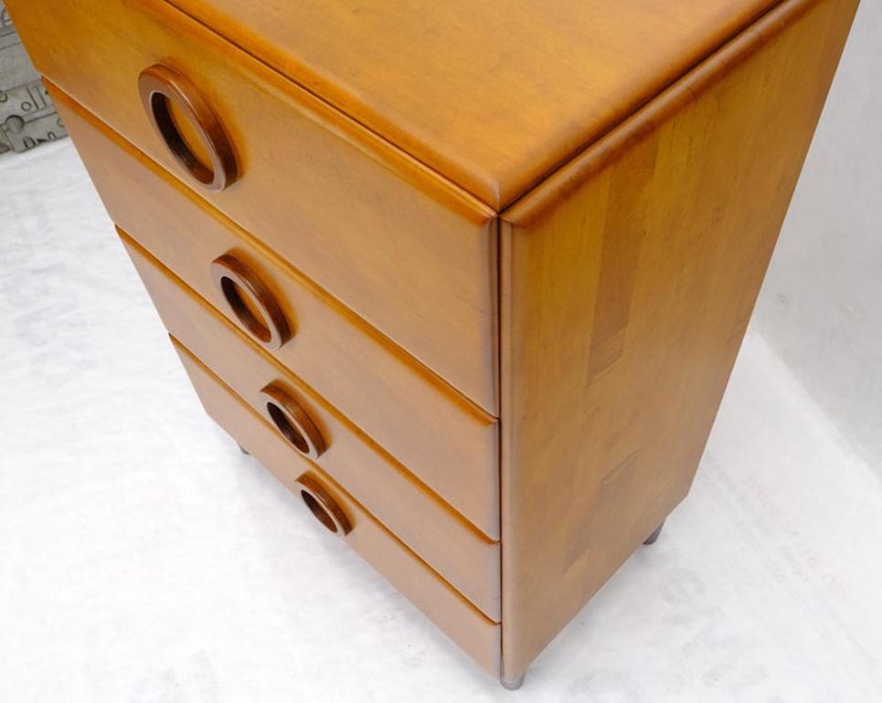 Russel Wright Solid Maple Art Deco Round Pulls 4 Deep Drawers High Chest Dresser