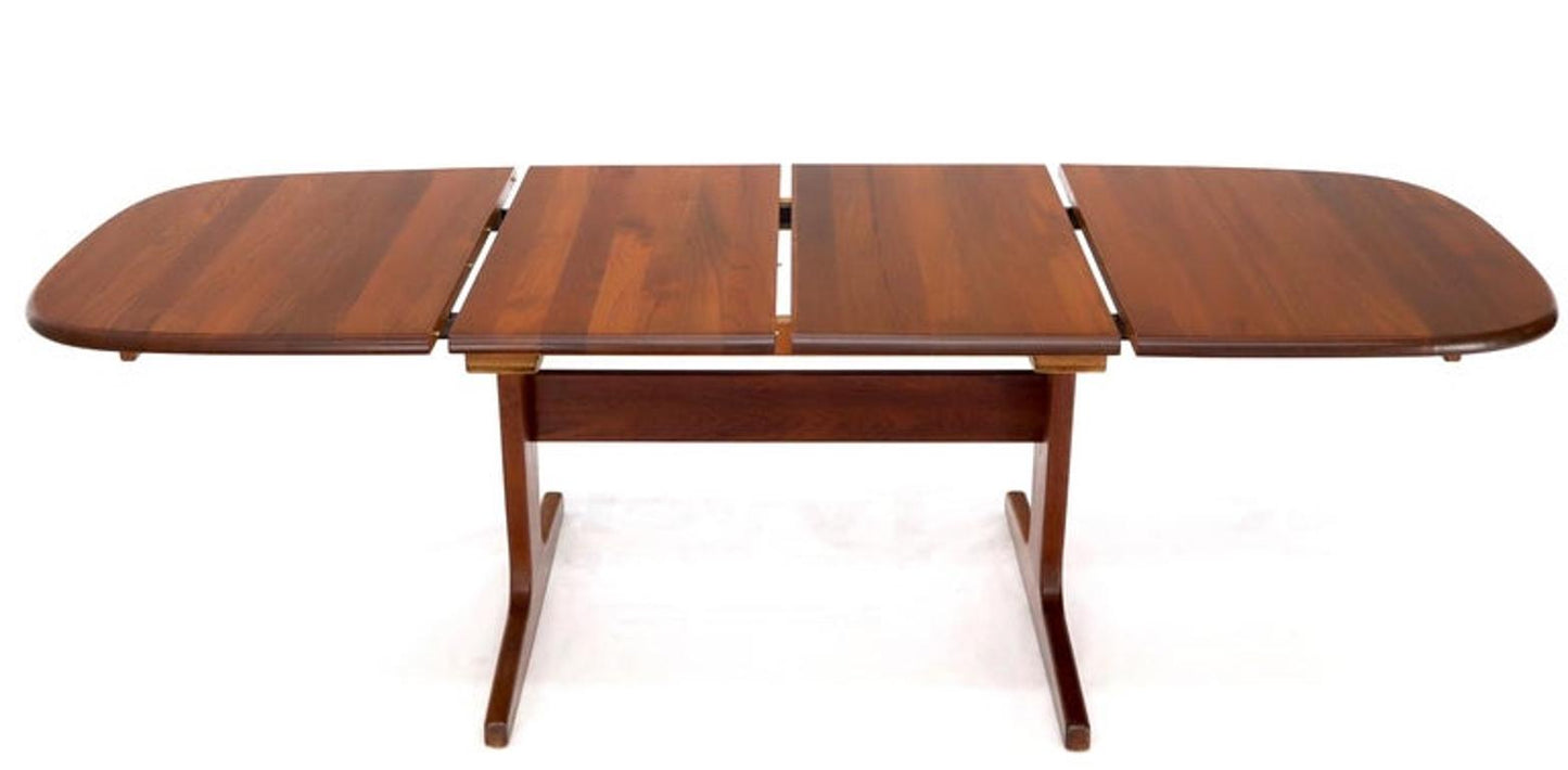 Compact Solid Teak Danish Mid-Century Modern Dining Table with Two Leaves