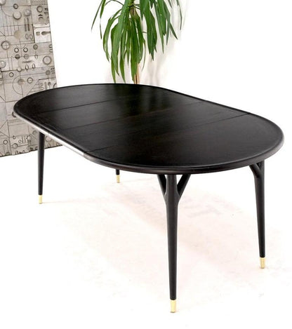 Round Mid Century Ebonized Oak Dining Table w/ Two Leafs Jack Van der Molen MINT