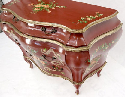 Red Lacquer Painted Bombay Dresser Chest of Drawers