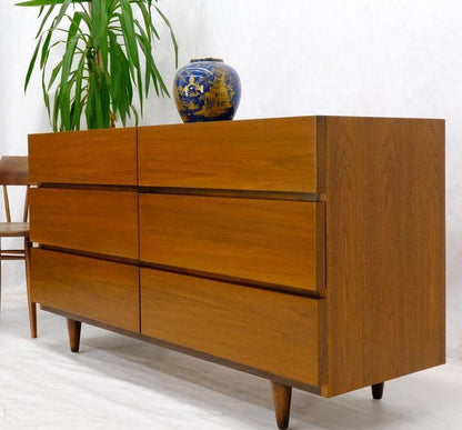 American Walnut Block Front 6 Drawers Long Dresser Credenza Restored Mint