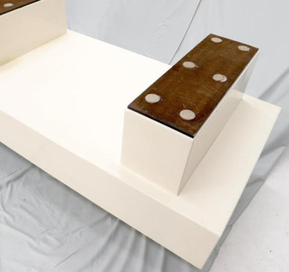 Mid Century Modern Double Pedestal Thick Cream Off-White Lacquer Coffee Table