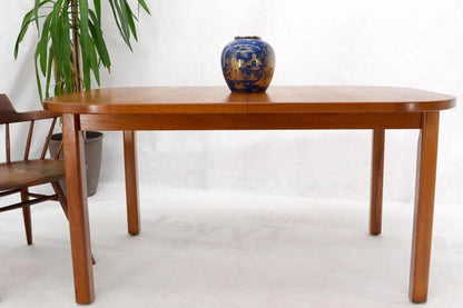 Rectangle Round Corners Teak Midcentury Danish Modern Dining Table Pop Up Leaf