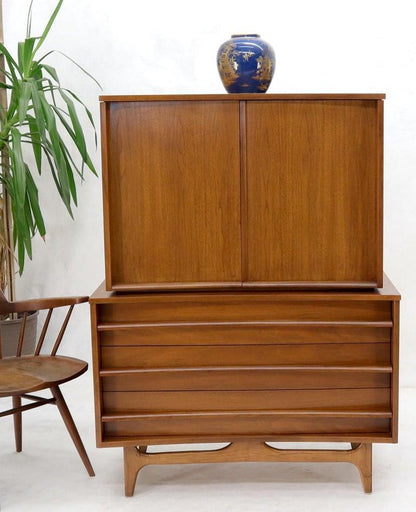 American Walnut Concave Front Gentleman's Chest Dresser Double Door Compartment