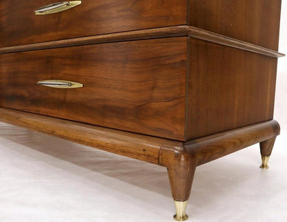 Sculptural Walnut Mid-Century Modern Long Dresser Credenza