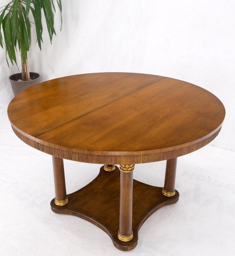 Baker large Round Single Pedestal Base Three Extension Boards Dining Table MINT