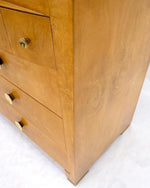 9 Drawers Art Deco Mid-Century Modern Burl Wood Bow Front Dresser Brass Pulls