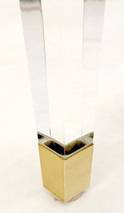 Large Mid Century Modern c.1970's Lucite Brass Glass Top Rectangle Coffee Table