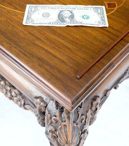 Removable Tray Top Pierce Carved Inlayed Walnut Side End Table Stand Mint!