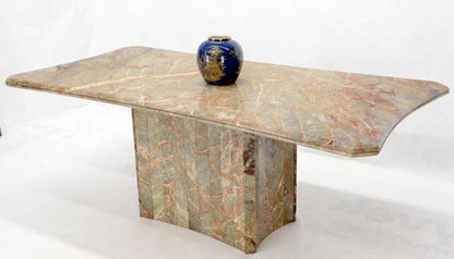 Concave Side Rectangular Pedestal Base Marble Dining Conference Table