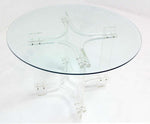 Lucite Base Round Glass Top Mid-Century Modern Gueridon  Occasional Dining Table