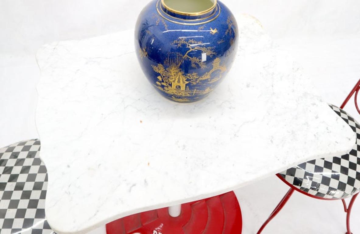 Two Chairs Cast Iron Marble-Top Table Coca-Cola Dinette Ice Cream Set Cafe Table