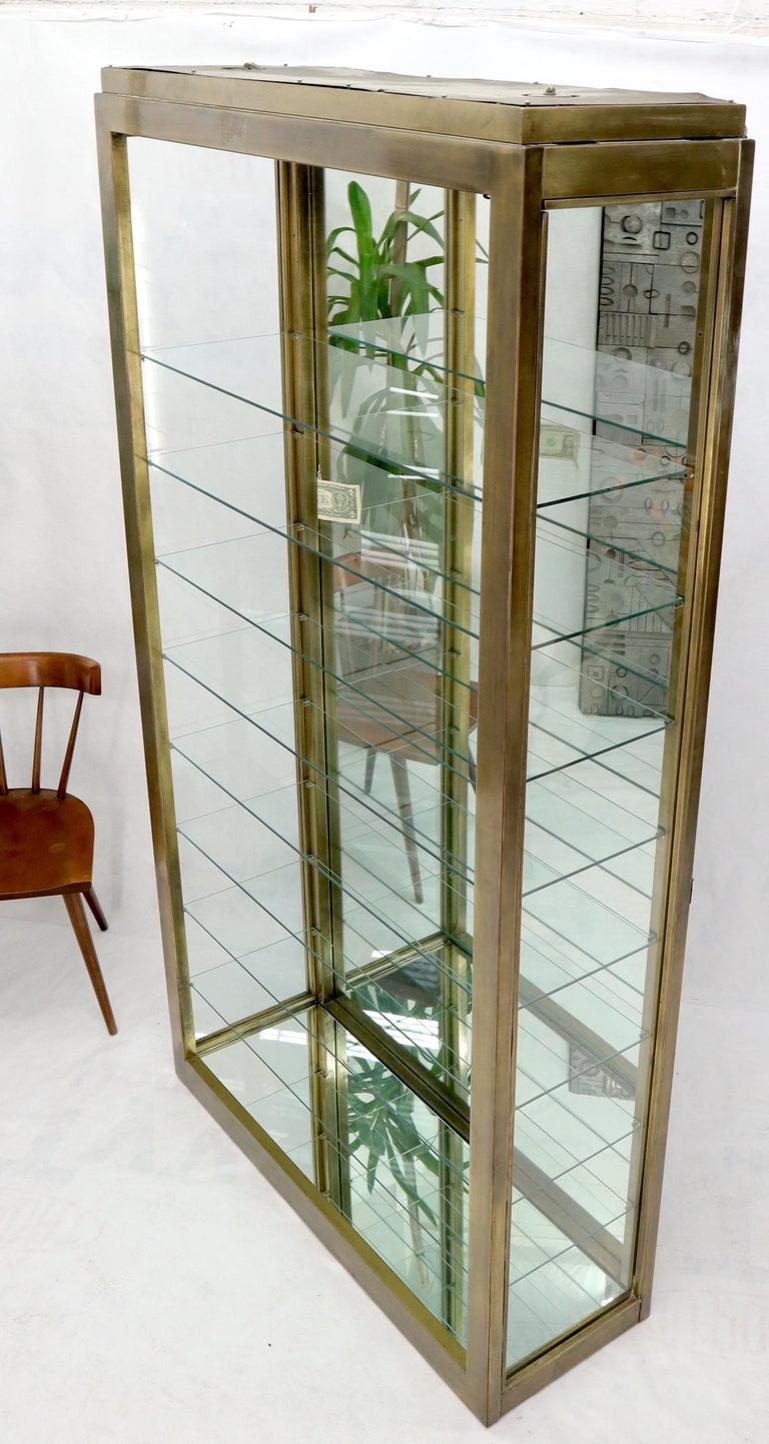 Tall Narrow Brass Finish Adjustable Glass Shelves Unit Bookcase Storage Etagere