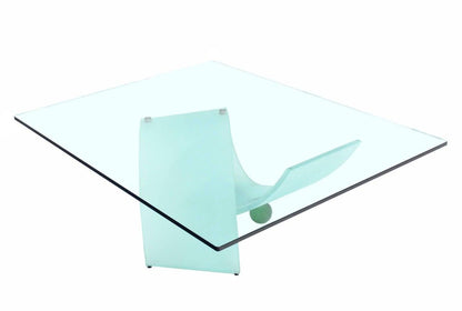 Italian Frosted Glass Ribbon Base Square Glass Top Rectangle Coffee Table MINT!