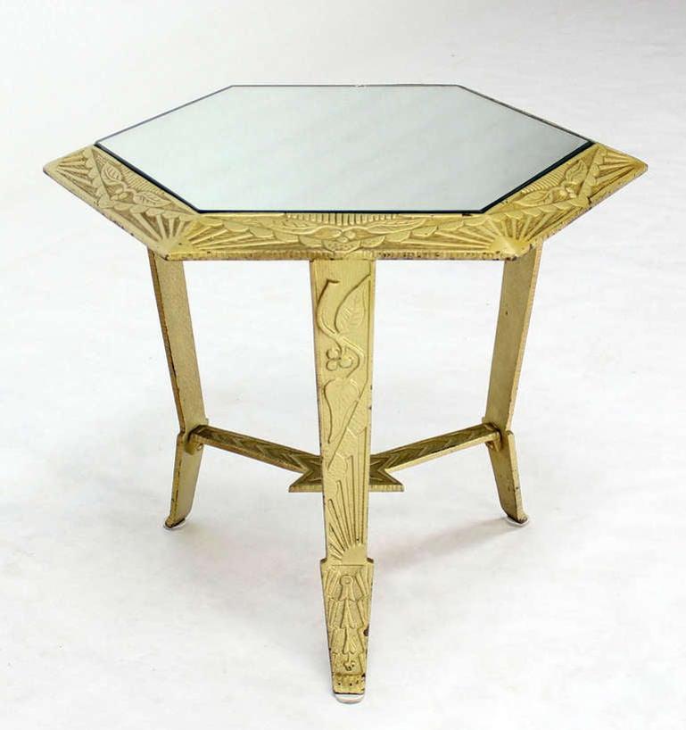 Fine Mid Century Modern Art Deco Hexagon Top Star of David Base Side End Table