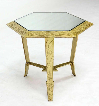 Fine Mid Century Modern Art Deco Hexagon Top Star of David Base Side End Table
