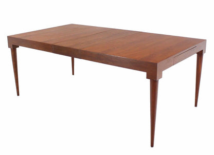 Danish Mid Century Modern Teak Tapered Legs Dining Conference Table Two Leaves
