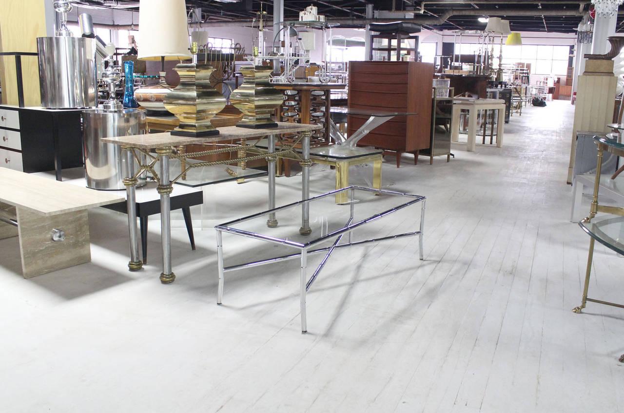EstablishedLines Mid Century Italian Modern Faux Bamboo X-Base Long Rectangle Coffee Table MINT!