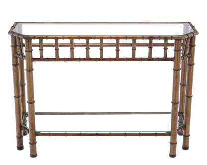 Metal Faux Bamboo Two Tier Bottom Shelf Medium Size Console Sofa Table Mint!