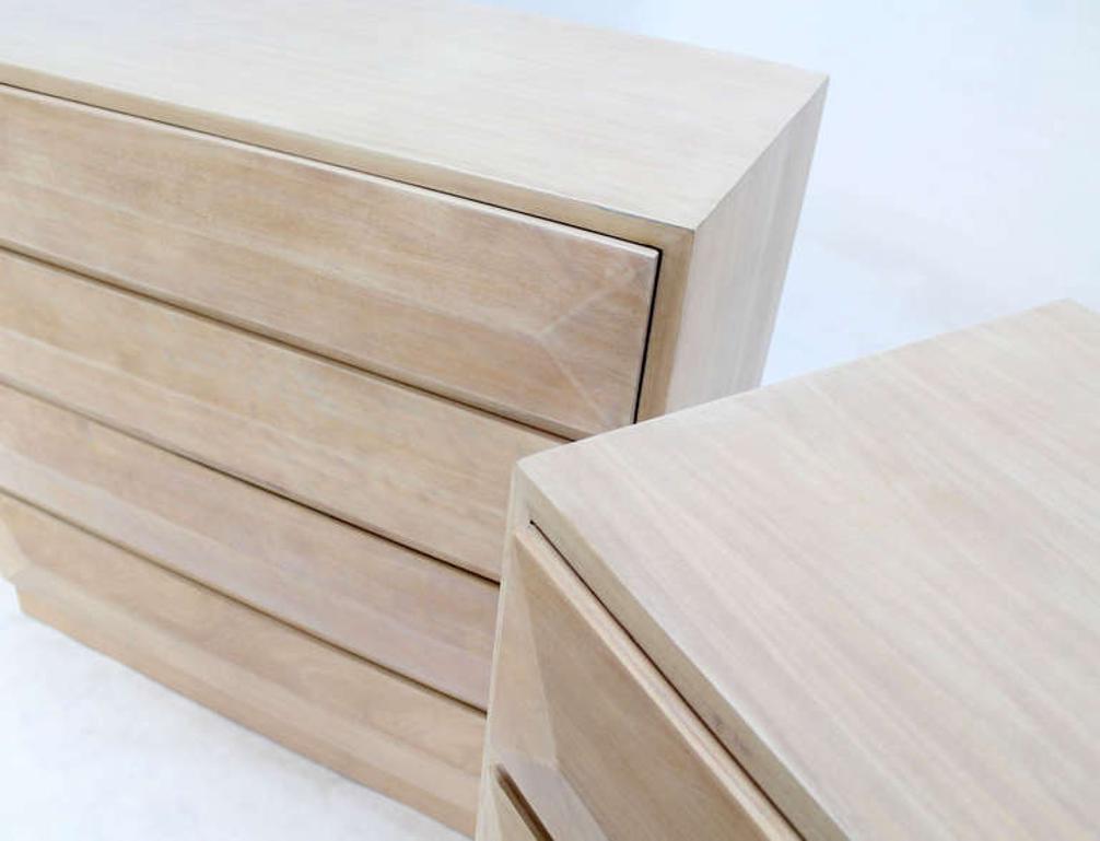 Pair Solid Mahogany Raised Front Mid Century Modern Bleached Bachelor Chest MINT