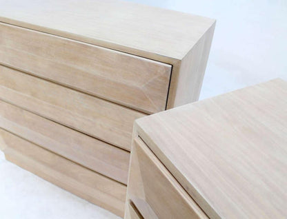 Pair Solid Mahogany Raised Front Mid Century Modern Bleached Bachelor Chest MINT