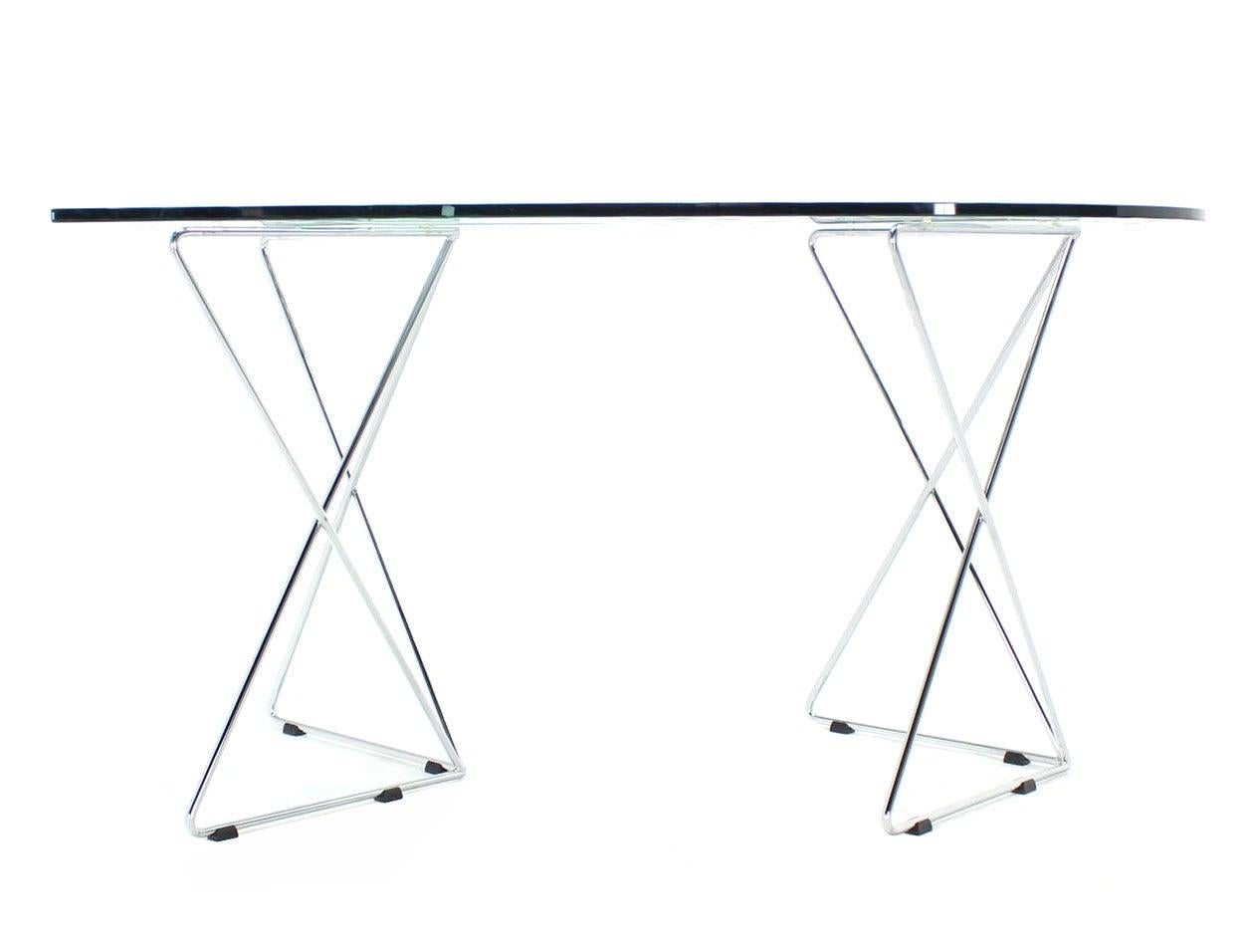 George Rodrigue Art Glass Top  Dining Table with Chrome Wire Base Artist Signed