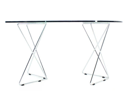 George Rodrigue Art Glass Top  Dining Table with Chrome Wire Base Artist Signed