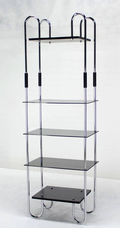 Mid Century Modern Tinted Smoked Lucite Shelves Bauhaus Style Etagere Wall Unit