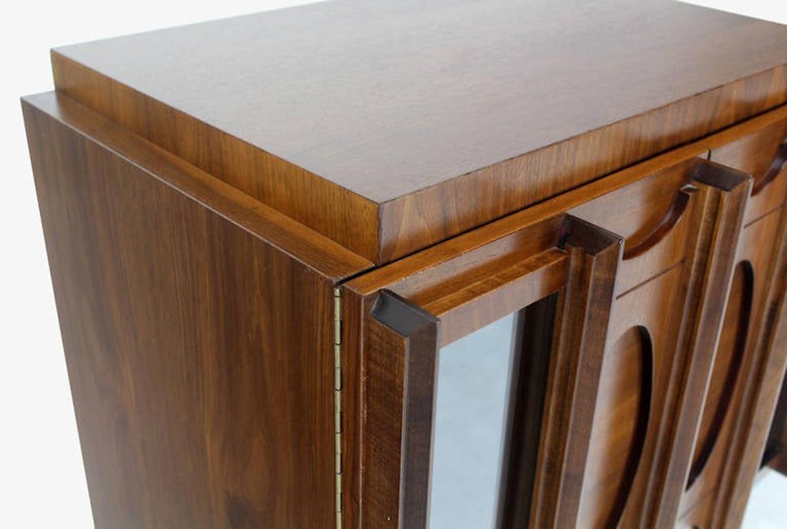 Mid Century Modern Oiled Walnut Brutalist  Night Stand End Table Double Door