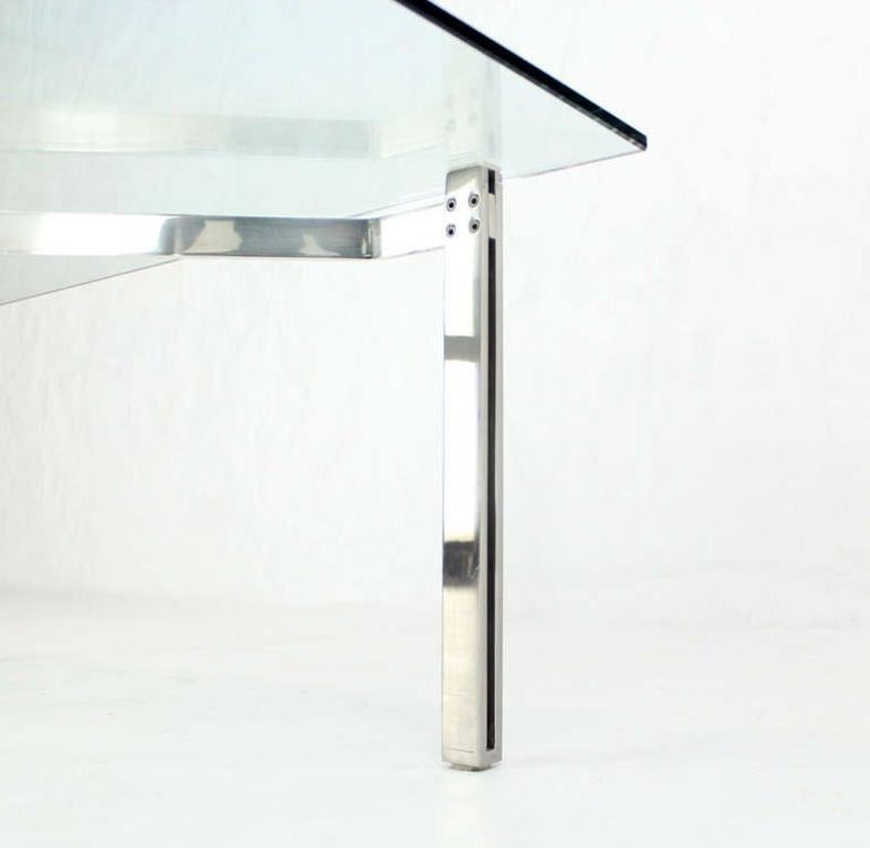 EstablishedLines Mid-Century Modern Solid Chrome and Glass-Top Coffee Table style of Kjaerholm