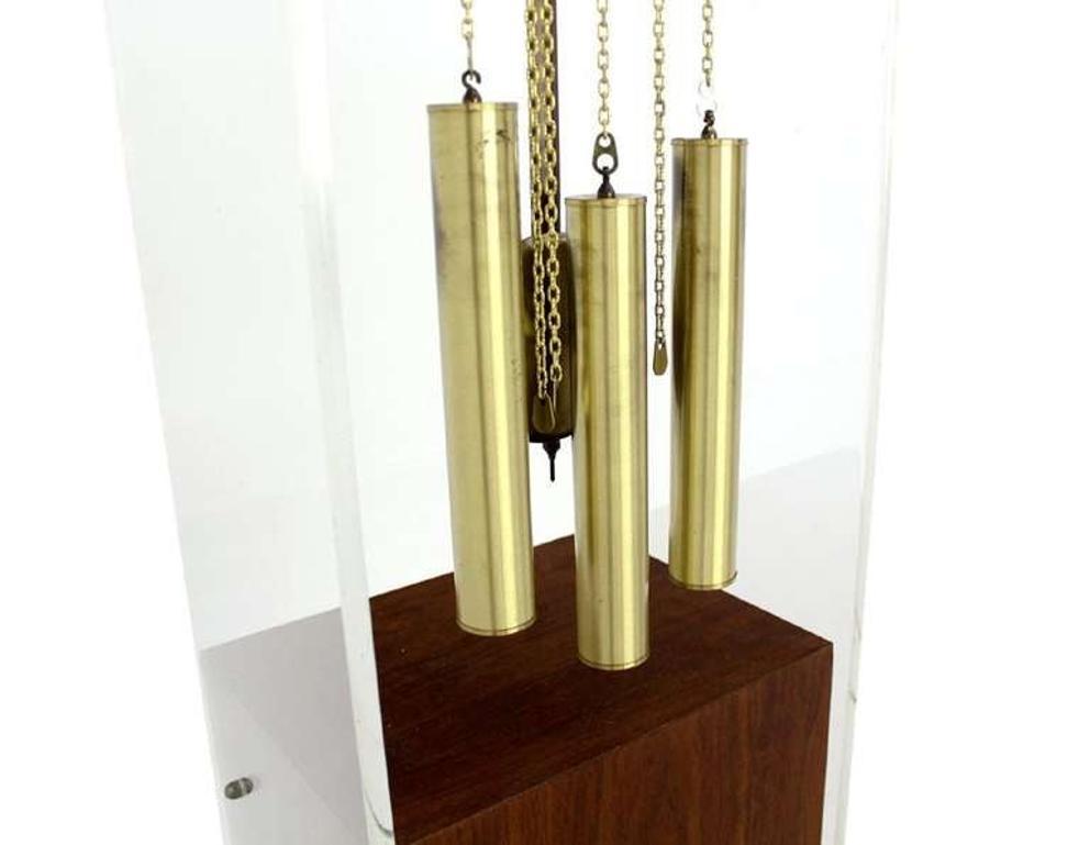 EstablishedLines Mid Century Modern Walnut Designer Lucite Grandfather Clock with Chime MINT!