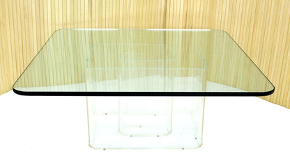 EstablishedLines Lucite Snail Base Square 3/4" Thick Glass Top Coffee Table Mid Century Modern