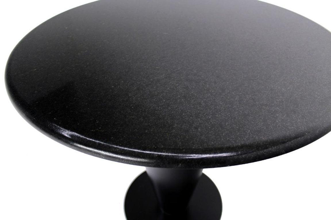 EstablishedLines Apollo Woodworking Black Granite Top Heavy Metal Cone Base Cafe Gueridon Table