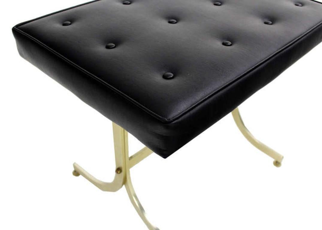 EstablishedLines Mid Century Modern Splayed Leg Compact Piano Window Bench Tufted Black Vinyl