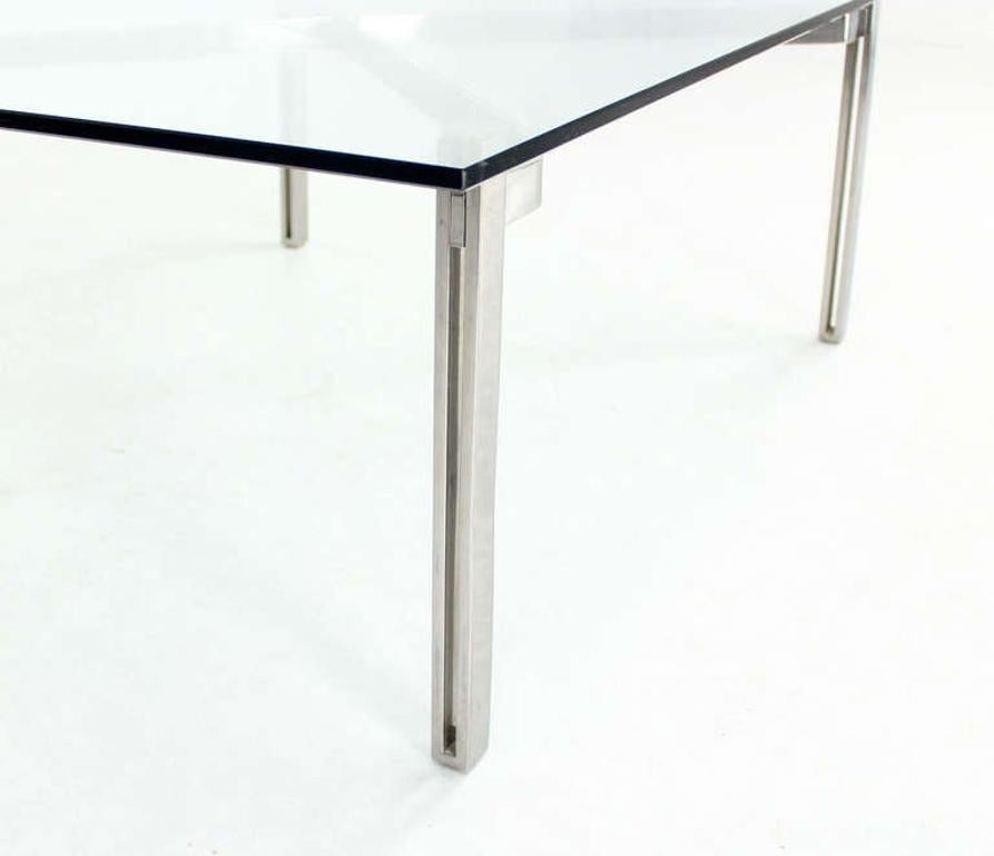 EstablishedLines Mid-Century Modern Solid Chrome and Glass-Top Coffee Table style of Kjaerholm