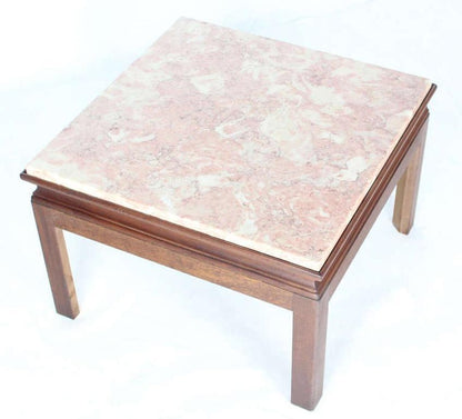 EstablishedLines Mid-Century Modern Pair Low Profile Square Marble Top Side End Tables Stand MINT