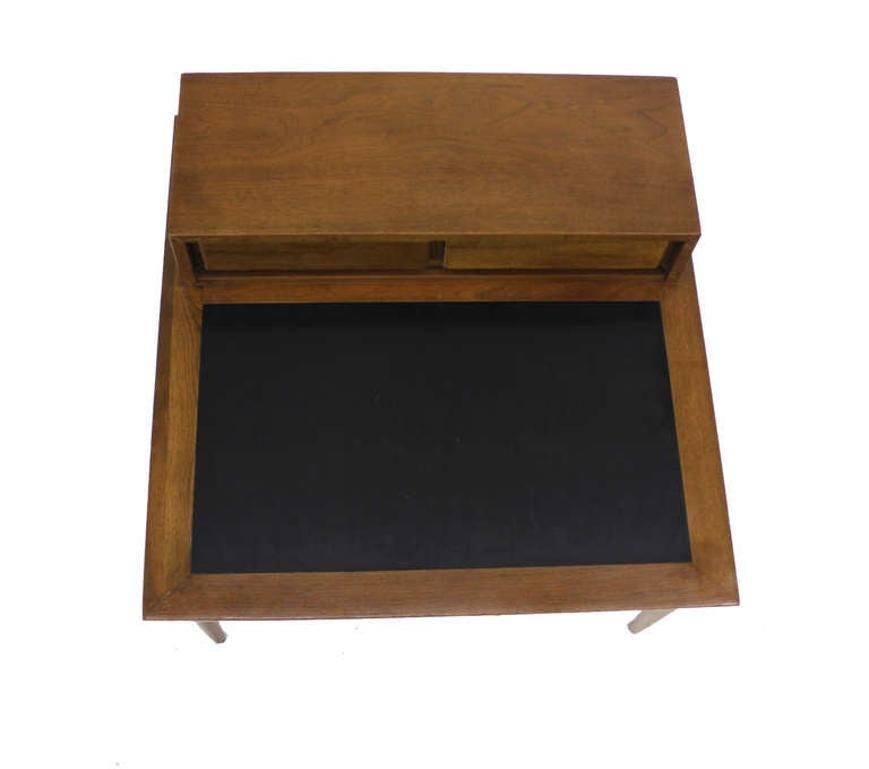 EstablishedLines Light Walnut Oversize 32" Wide Two Drawers Dowel Leg Step End Coffee Table MINT!