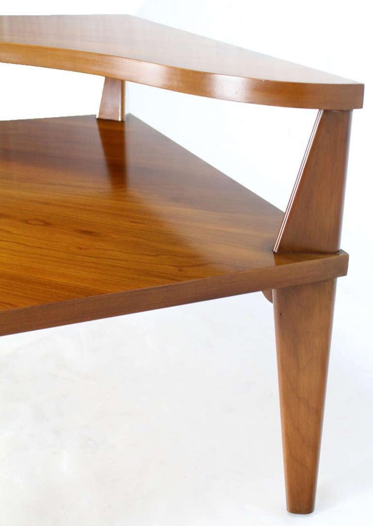 EstablishedLines Pair of Large Square Light Walnut Step Corner End Tables Stands John Stuart MINT