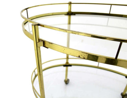 EstablishedLines Mid Century Modern Solid Brass Oval Tea Cart Rolling Bar