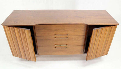 EstablishedLines Danish Mid Century Modern Long Walnut Dresser Super Clean 3 Drawers Two Doors