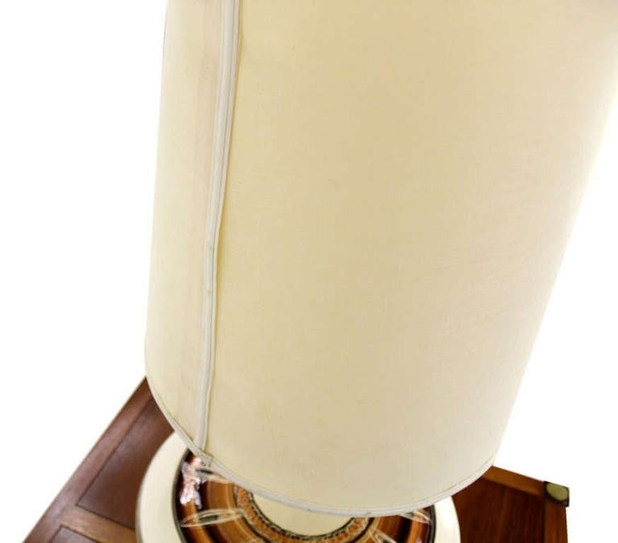 EstablishedLines Large 53" Tall Round Porcelain Pottery Base Mid-Century Modern Table Lamp MINT!